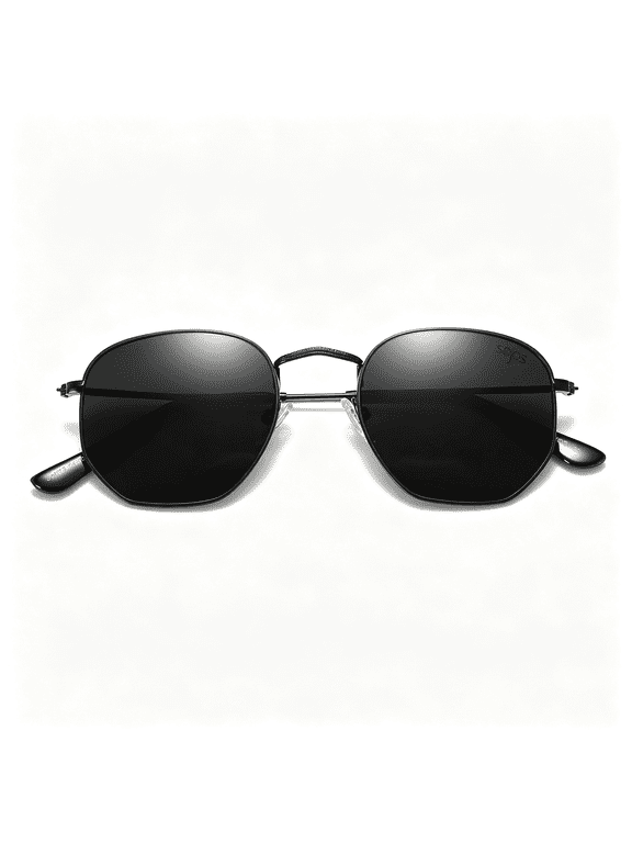 Square Polarized Sunglasses for Women Men Small Hexagonal Polygon Shades Black Sunglasses