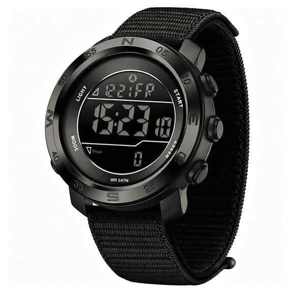 HBMYN Step Counter Watch No Phone Needed Pedometer for Walking Mens Womens Digital Watches with Calories Distance Alarm Countdown Timer Nylon Strap Black