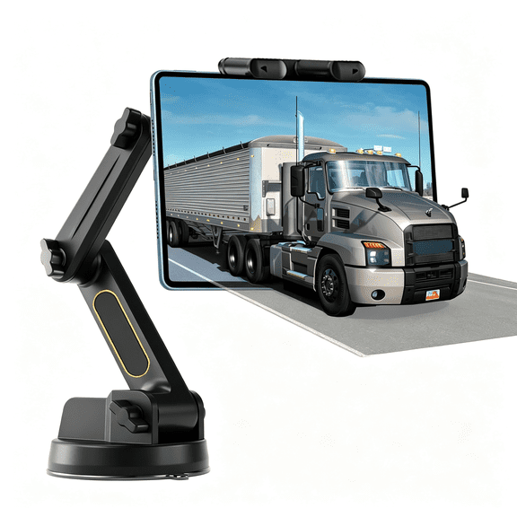 HBMYN Tablet & iPad Mount for Truck, Car Phone Holder,Dashboard Windshield Phone Holder 16.9 inch Long Arm,Super Suction Cup Compatible with Pickup Truck,Commercial Truck and All Tablet & iPad