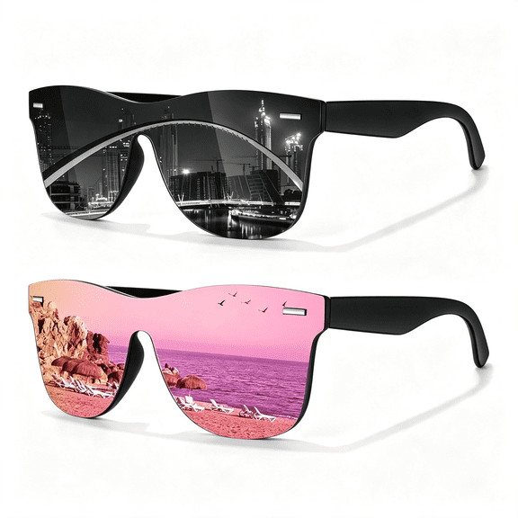 HBMYN Trendy Polarized Mirrored Sunglasses Men Womens,Flat One Piece Reflective Shades for Driving Fishing Uv400 Protection,Stylish Mirrored Sunglasses Women