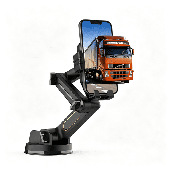 HBMYN Truck Phone Holder Mount,Car Phone Holder,Dashboard Windshield Phone Holder 16.9 inch Long Arm,Super Suction Cup Compatible with Pickup Truck,Commercial Truck and All Phone,Black
