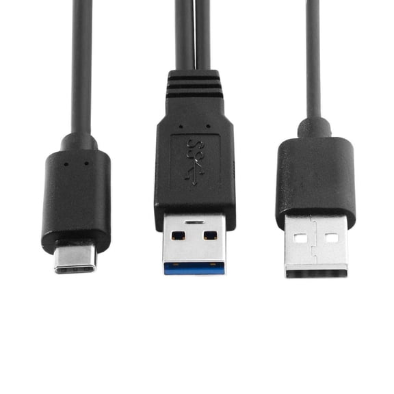 HBMYN Type-C USB-C to USB 3.0 Male & USB 2.0 Dual Power Data Y Cable for Laptop & Hard Disk usb c y cable