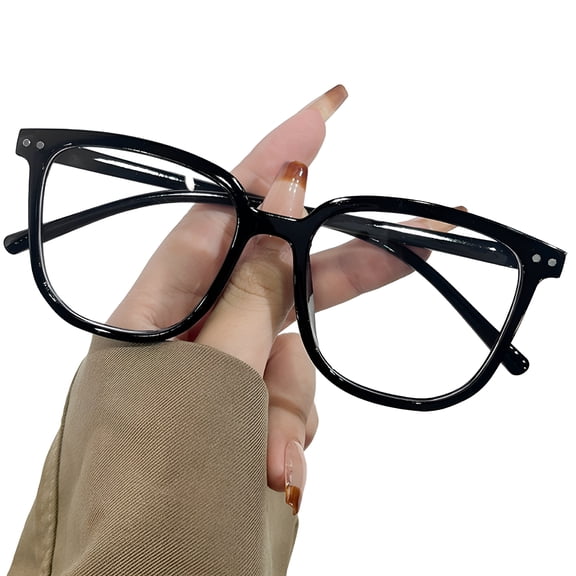 HBMYN Unisex Blue Light Blocking Glasses Retro Large Oval Frame Clear View Strong Hinge with Brim Eye Protection Clear Bluelight Glasses Spectacles Eyeglasses Eyewear