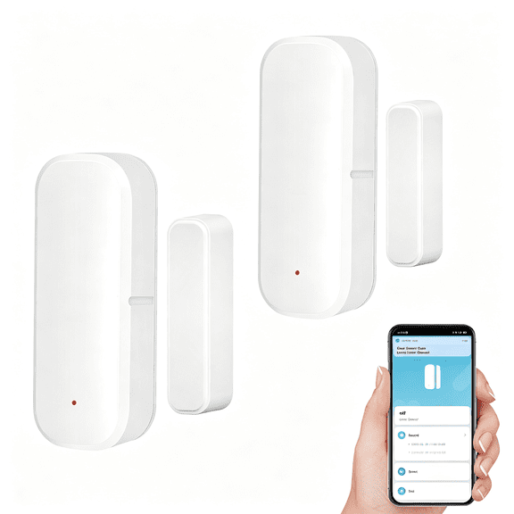 HBMYN WiFi Door Sensor Window Detector Smart Magnetic Open, with App Alerts Tuya Alexa Google 2-Pack