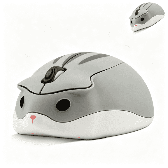 HBMYN Wireless Mouse Cute Hamster Shape Silent Click Portable Compact Optical 1200DPI USB Cordless Mice for PC Laptop Computer Notebook MacBook Kids Girl Boy Men Women Adults School Office Work