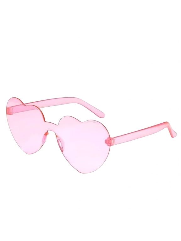 Women Sunglasses Uv Protection Cute Heart Shape Transparent Outdoor Eyewear for Travel Gifts Pink Heart Sunglasses