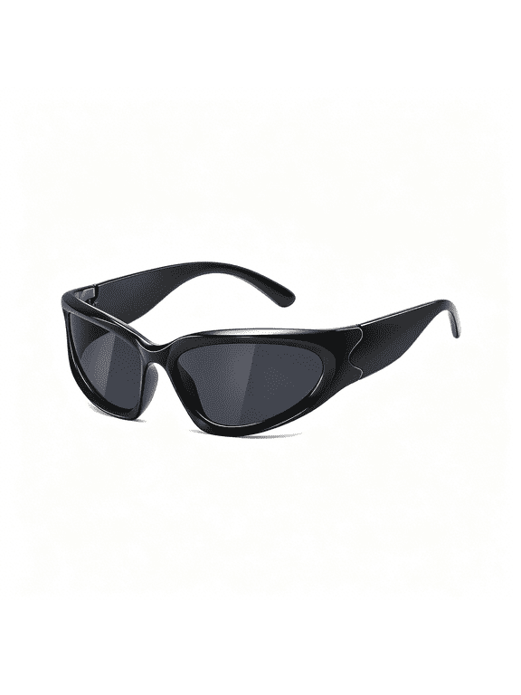 Y2K Wrap Around Sunglasses for Women Men Sliver Oval Fashion Trendy Sport Shades UV Protection Eyeglasses sunglasses wrap around