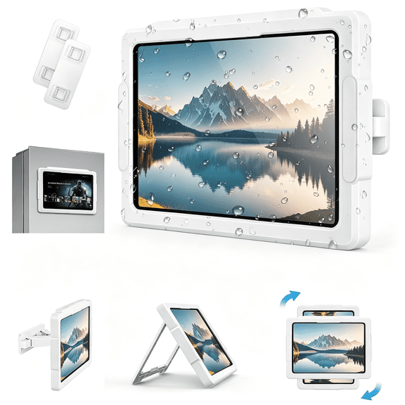 HBMYN iPad Shower Holder Waterproof,Shower Tablet Holder Wall Mount|360 rotatable telescopic arm,anti-fog touch screen,3 placement modes,fits tablets up to 11" for bathroom&kitchen