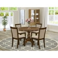 thumbnail image 1 of HBMZ5-AWN-04 5-Piece Dining Table Set Contains a Dining Table and 4 Light Tan Padded Chairs - Sand Blasting Antique Walnut Finish, 1 of 8