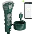 thumbnail image 1 of HBN Outdoor Smart Plug Waterproof WiFi Outdoor Outlet Timer with 6 Grounded Outlets, Remote & Voice Control Heavy Duty Yard Stake Plug Compatible with Alexa and Google Assistant, 1 of 7