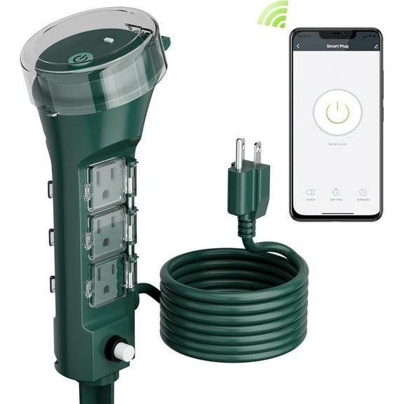 HBN Outdoor Smart Plug Waterproof WiFi Outdoor Outlet Timer with 6 Grounded Outlets, Remote & Voice Control Heavy Duty Yard Stake Plug Compatible with Alexa and Google Assistant