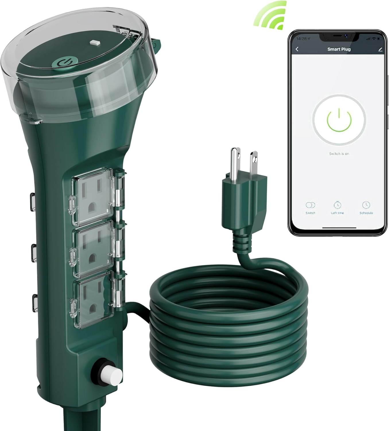 HBN Outdoor Smart Plug Waterproof WiFi Outdoor Outlet Timer with 6 Grounded Outlets, Remote & Voice Control Heavy Duty Yard Stake Plug Compatible with Alexa and Google Assistant