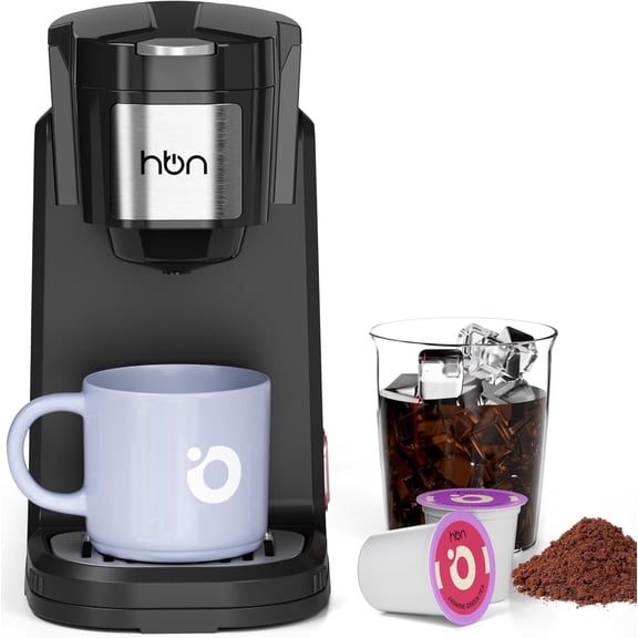 HBN Single Serve Coffee Maker for K-Cups,Compact K Cup Pod Brewer Coffee Machine, 10oz Removable Reservoir Fast Brewing for Coffee, Tea, Hot Cocoa, Black