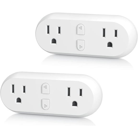 HBN Smart Plug, 15A 125V 1875W White Dual Socket Electrical Outlet 2 Piece Pack