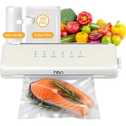 HBN Vacuum Sealer,60KPa Compact Vacuum Sealer Machine, Automatic Food Sealer for Food Storage, Double Heat Seal Built-in Cutter with 1 Roll & 20 Bags