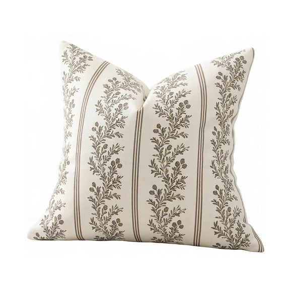 HBNL Vintage Cushion Cover, 45 X 45 cm Striped Floral Cushion Cover Cushion Cover with Botanical Pattern Modern Country-Style Home ,Suitable for Sofas, Beds and Living Rooms.