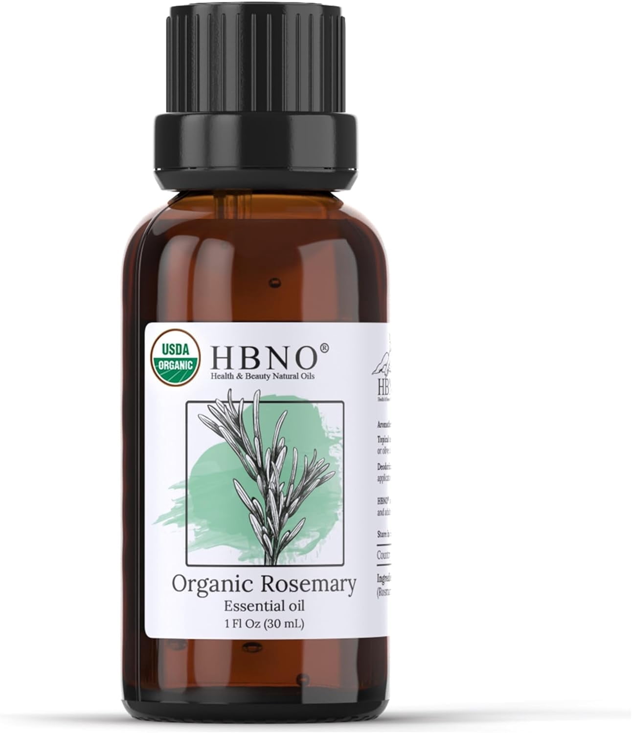 HBNO Organic Rosemary Essential Oil Pure, Natural Diffuser Aromatherapy Oils, 1 fl Oz