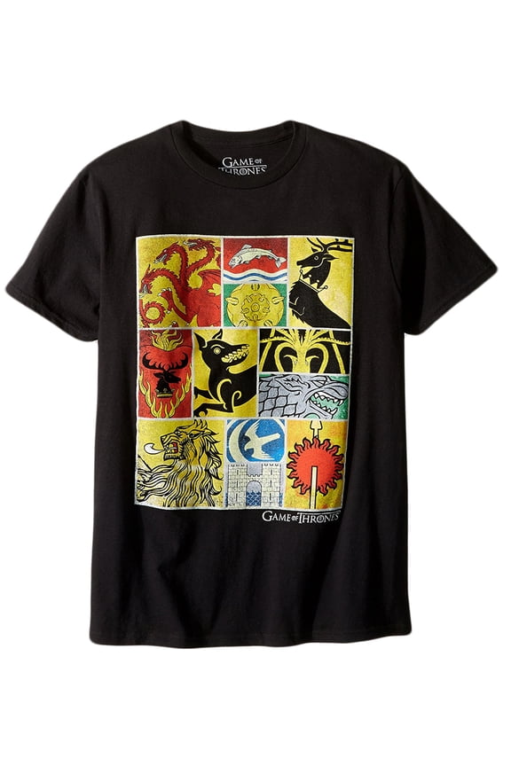 HBO’S Game of Thrones Men's Multi Three Sigil Short Sleeve T-Shirt, Black S