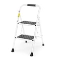 thumbnail image 1 of HBTower Folding 2 Step Ladder, Step Stool for Adults,  Folding Step Stool with Cushioned Handle, Wide Pedal, 330Lbs Load Heavy Duty, White, 1 of 7