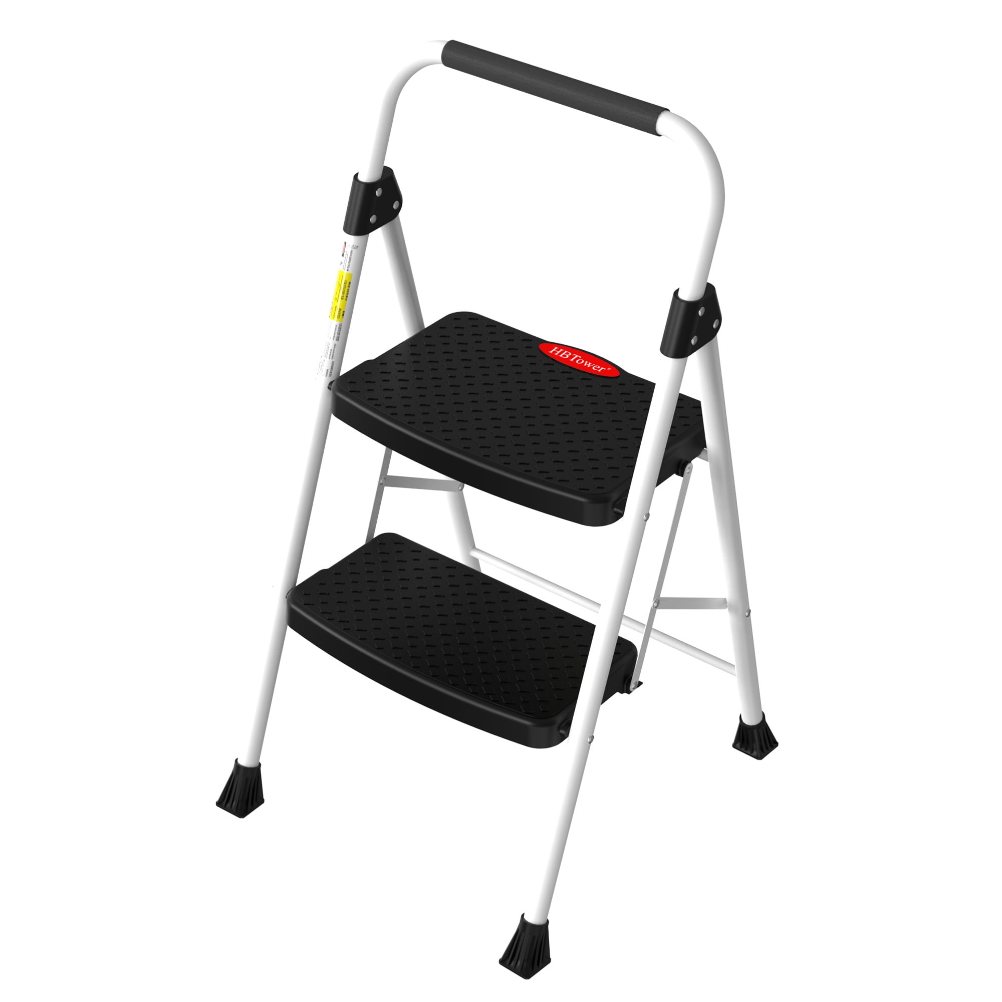 HBTower 2 Step Ladder, 330 lbs Heavy Duty Folding Step Stool, Lightweight, Portable Step Stool with Wide and Non-Slip Pedal and Convenient Handrail, for Kitchen, Garage, Outdoor Use, White