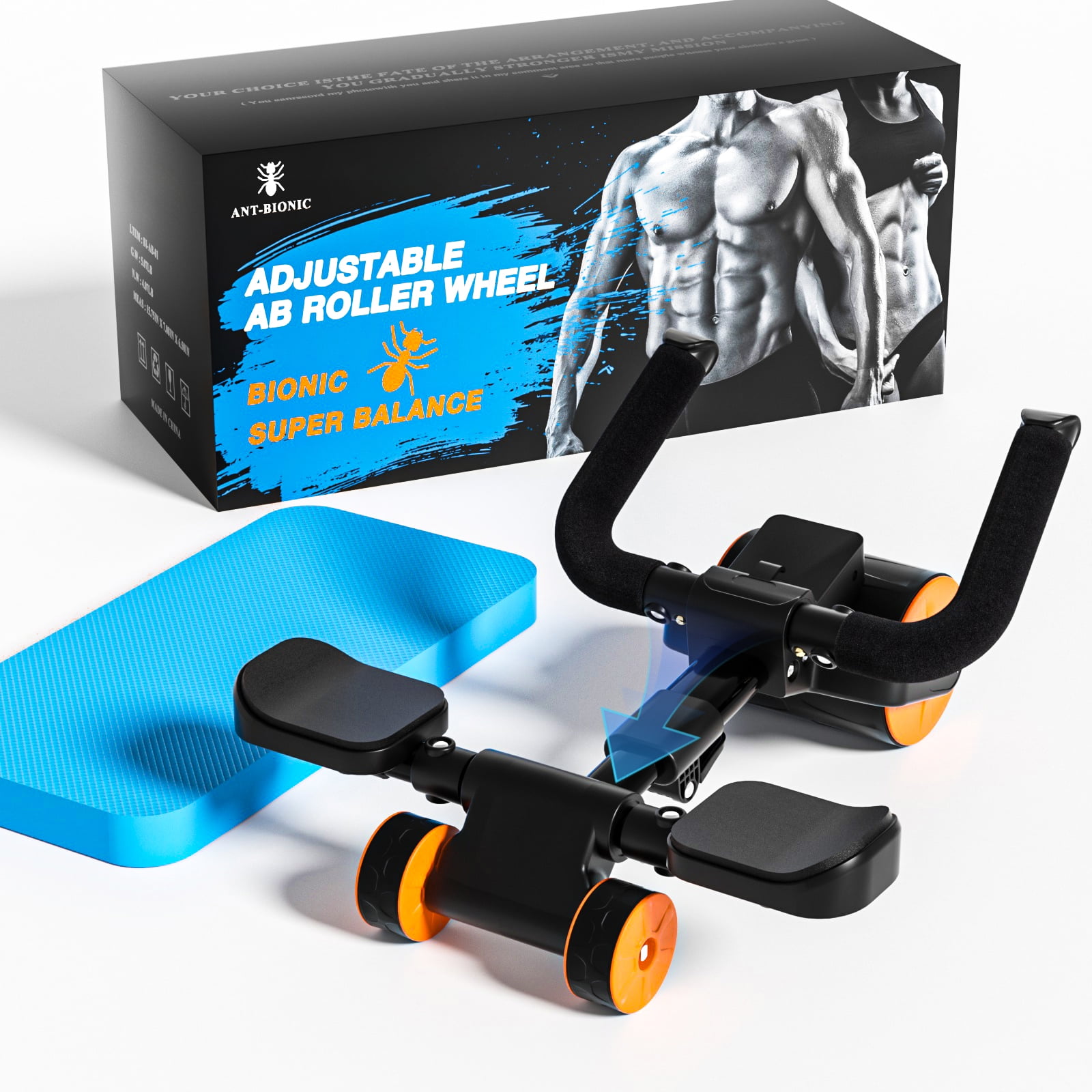 HBUI Ab Roller Wheel Exercise Wheels for Home Gym Fitness Equipment with Elbow Support and Timer Orange