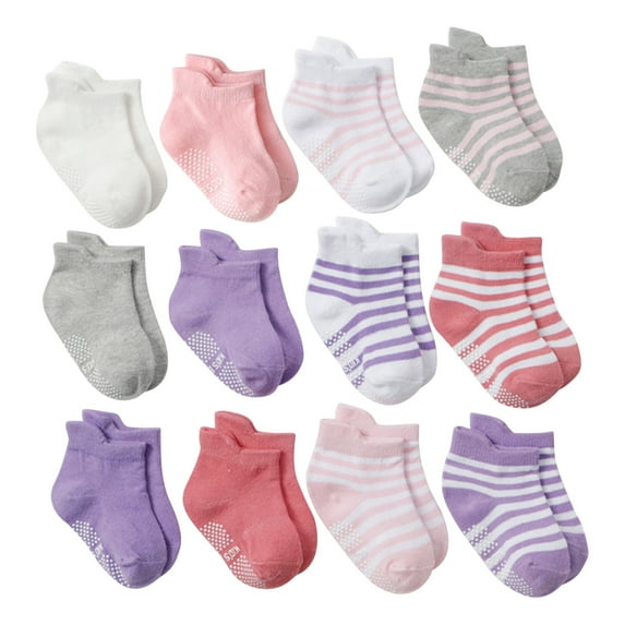 HBYJLZYG 12 Pairs Baby Socks Floor Socks Anti-Slip Ankle Socks, Toddler Infant Grip Socks For Baby Girls-Anti-Slip Wiggle-Proof Sock