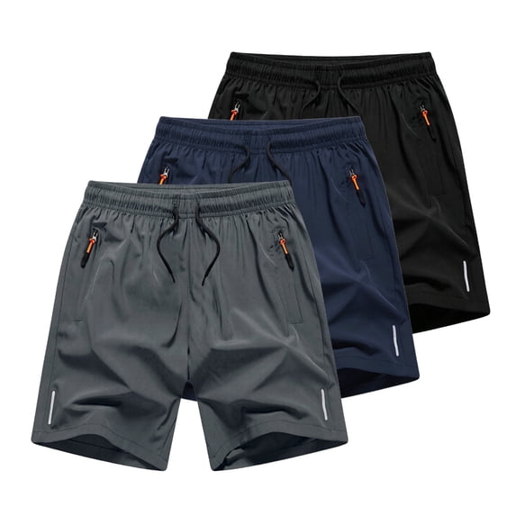 HBYJLZYG 3 Pack Quick Dry Athletic Shorts for Boys, Summer Sports Bottoms with Zipper Pockets, Lightweight Running Training Pants for Active Play, Casual Cool Apparel