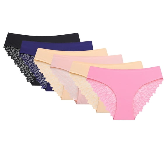 HBYJLZYG 6PCS Womens Underwear Lace High Cut Panties Comfort Bikini Panty Stretch Underpants Breathable Ladies Briefs