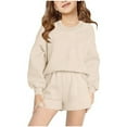 thumbnail image 1 of HBYJLZYG Baby Boys Girls Shorts Set 2-Piece, Toddler Kids Long Sleeve Cute Solid Cotton T-shirt Round Neck Tops And Shorts Outfit Set 7 T, 1 of 6