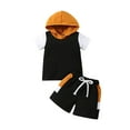 thumbnail image 1 of HBYJLZYG Baby Boys Shorts Set 2-Piece, Toddler Kids Baby Boys Cute Short Sleeve Solid Hoodie Casual Shorts Summer Outfit Set 12-18 Months, 1 of 1