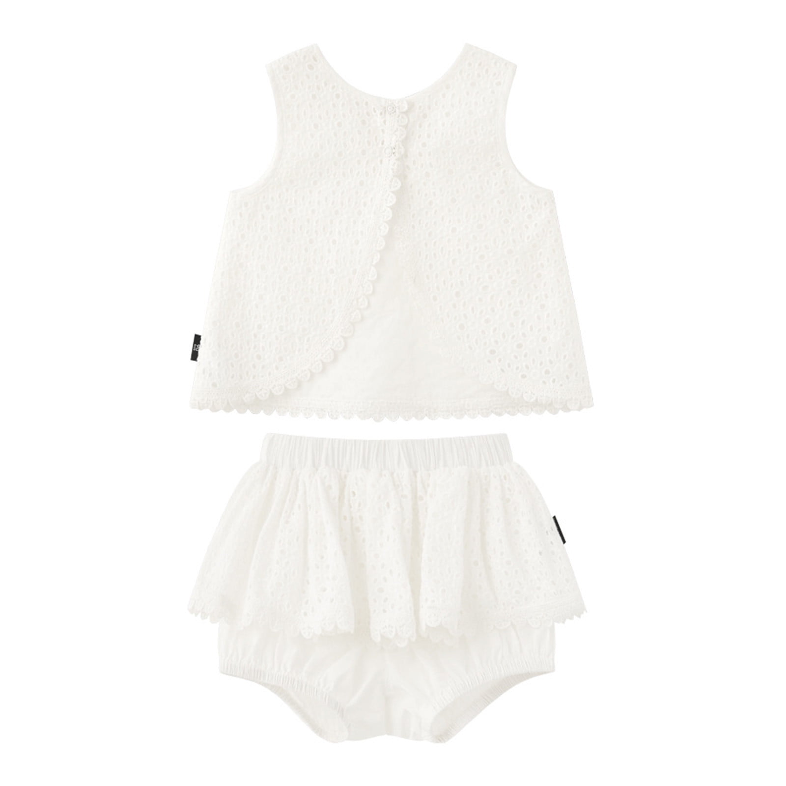 Baby Girls Summer Solid Colour Elastic Waist Cotton Shorts - Pink, White main image 1