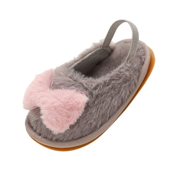 HBYJLZYG Baby Shoes Non-Slip Slippers Anti-Slip Prewalker Shoes, Toddler Infant Kids Baby Girls Boys Furry Bow Antiskid Shoes First Walkers Shoes