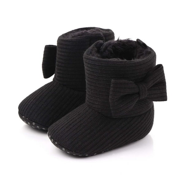HBYJLZYG Baby Shoes Snowfield Booties Knited Prewalker, Winter Toddler Baby Boys Girls Bow Thicken Fleece Soft Anti-Slip Sole Snow Booties