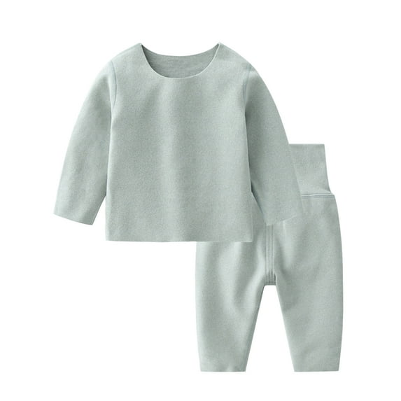 HBYJLZYG Baby Thermal Underwear Set, Toddler Solid Keep Warm Long Sleeve Tops And Pants Homewear Set Two Piece 12-18 Months