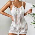 thumbnail image 1 of HBYJLZYG Beach Cover Ups For Women, Bathing Suit Knitted Hollow Out Coverups Bikini Swimsuit Beach Loose Sleeveless Dress, 1 of 5