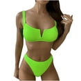 thumbnail image 1 of HBYJLZYG Bikini Sets For Women, Solid Color Backless Bikini Two Swimwear Swimsuit Beachwear Set, 1 of 1