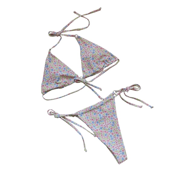 HBYJLZYG Bikini Sets For Women, Triangle Tops Swimsuit String Thong Two Piece Lace Up Bathing Suits Sets Solid Color Swimwear