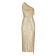thumbnail image 1 of HBYJLZYG Bodycon Dresses For Women, Summer Glitter Tassels Slim-Fit One Shoulder Sequin Sparkly Club Party Summer Maxi Dresses, 1 of 1