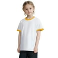thumbnail image 1 of HBYJLZYG Boys Girls Cotton Ringer T-Shirt, Short Sleeve Color Block Tee with Green Trim, Casual Summer Top for Kids 2-13 Years, 1 of 9