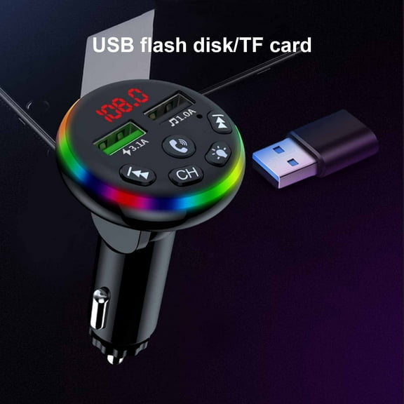 HBYJLZYG Car Accessories Bluetooth Fm Transmitter for Car 7 Color Led Light Bluetooth Car Adapter with 5V/3.1A Charging Handsfree Car Kit with Usb Charging Car Charger Mp3 Player