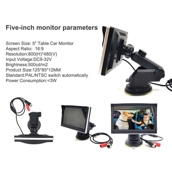 HBYJLZYG Car Accessories Car Mirror 5'' Hd Night Vision Function Car Mirror Display Car Seat Mirror Camera Monitored Mirror with Wide Clear View