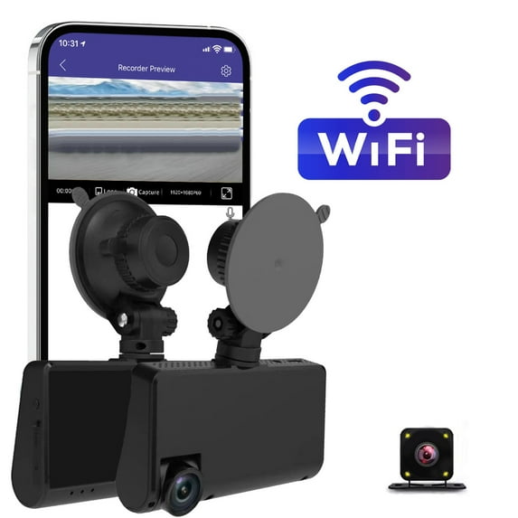 HBYJLZYG Car Accessories Dash Cam Front Inside and Rear 1080P Hd Touching Screen Dash Camera for Cars with Wdr Night Vision Wide Parking Monitor Loop Recording App