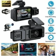 HBYJLZYG Car Accessories Three Recordingl Dash Cam Front Inside Rear 1080P Driving Recorder for Cars Ir Night Vision Car Camera App Wifi Control Gravity Induction with 32G Card