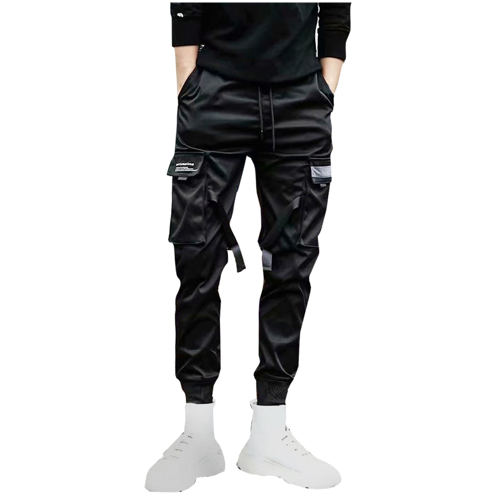 HBYJLZYG Cargo Pants For Men, Black Overalls Baggy Harlan Pants
