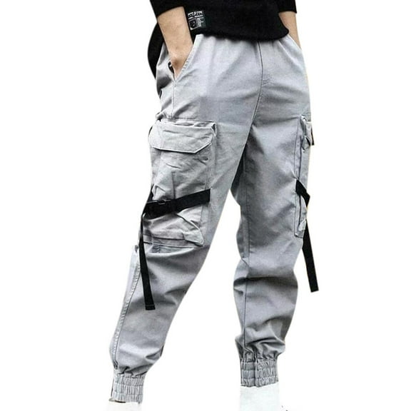 HBYJLZYG Cargo Pants For Men, Summer Flap Pocket Overalls Baggy Men Casual Jogger Pants Solid Color Full Pants