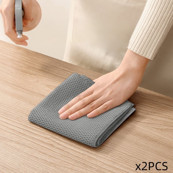 HBYJLZYG Cleaning Cloths, 2 Pack Thick Microfiber Kitchen Towels, Highly Absorbent Lint Free Dish Rags, Reusable Scrubbing Pads for Dishes Counter Car Glass Furniture