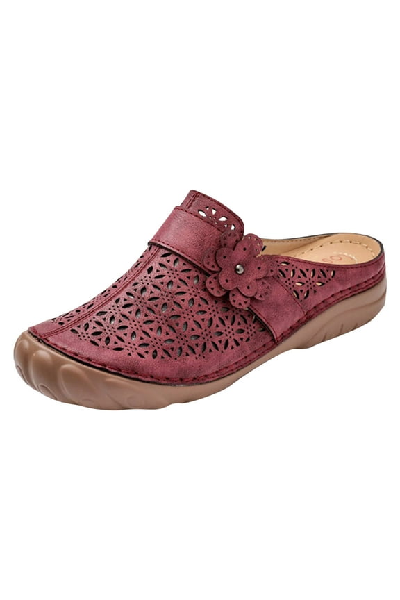 Clogs For Women Slip On Mules: Comfortable Walking Open-Back Leather Clogs - Closed Toe Sandals Flats Dressy Summer - Wedge Heel Clogs Casual Shoes