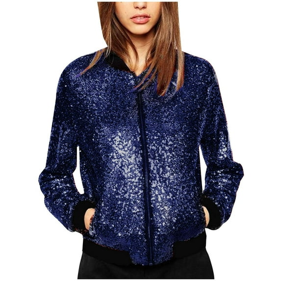 HBYJLZYG Coats Cardigan Sequins Jacket Baseball Jacket Tops, Womens Sports Style Casual Sequins Gradient Color Jacket Long Sleeve Outwear