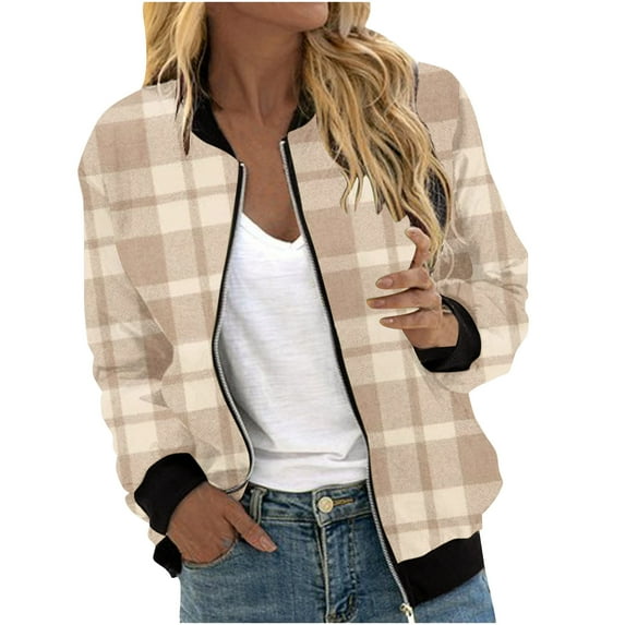 HBYJLZYG Coats Zipper Cardigan Jacket Tops, Womens Autumn And Winter Fashion Long Sleeve Zipper Print Outing Causal Coat