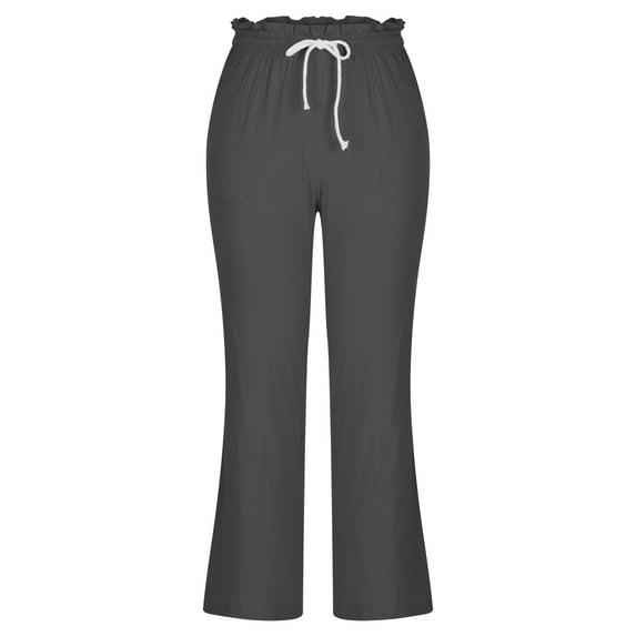 HBYJLZYG Cotton Linen Long Pants, Fashion Women Summer Casual Loose Cotton And Linen Pocket Solid Trousers Pants